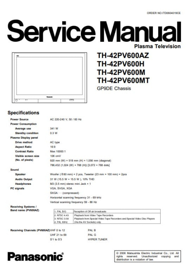 GP9DE_TH-42PV600AZ, TH-42PV600H, TH-42PV600M, TH-42PV600MT